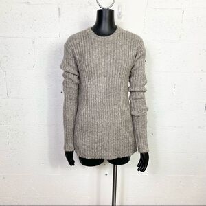 Theory Brown Mixed Knit Ribbed Mohair Yak Wool Blend Sweater XS